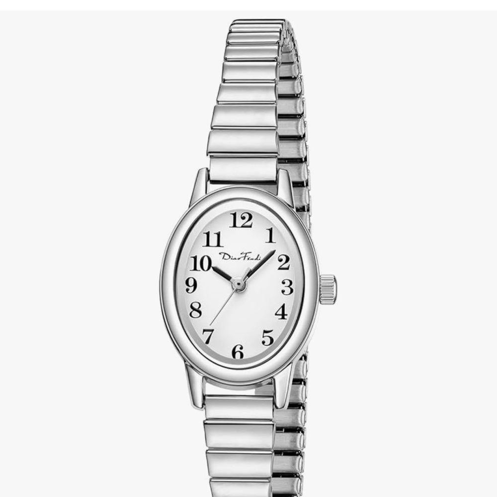 Silver Women's Oval Dial Expansion Bracelet Watch